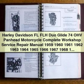 Harley Davidson FL FLH Duo Glide 74 OHV Panhead Motorcycle Complete Workshop Service Repair Manual 1959-1969