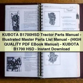 KUBOTA B1700HSD Tractor Parts Manual-Illustrated Master Parts List Manual-(HIGH QUALITY EBook Manual)-KUBOTA B1700 HSD-